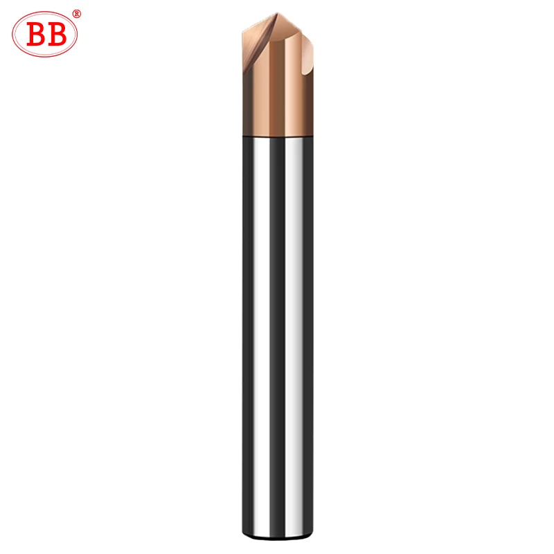 Cortador de Chanfro bb Comprimento Longo 100 mm 150 mm Carboneto Estendido 3f v Fresagem Escareador Cnc 60 90 120 Graus Rebarbação Bordas