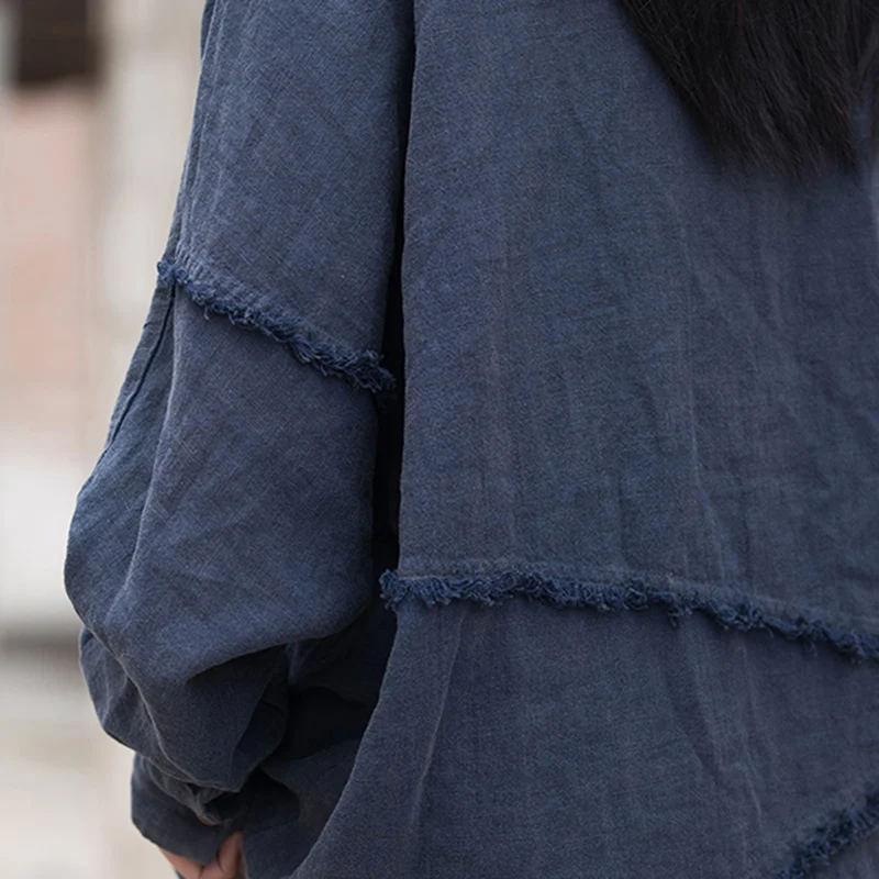 Women Loose Shirt Summer Autumn r Retro Casual Flax Tops Ladies Vintage Blouse Tops Outer Garment Woman Jacket