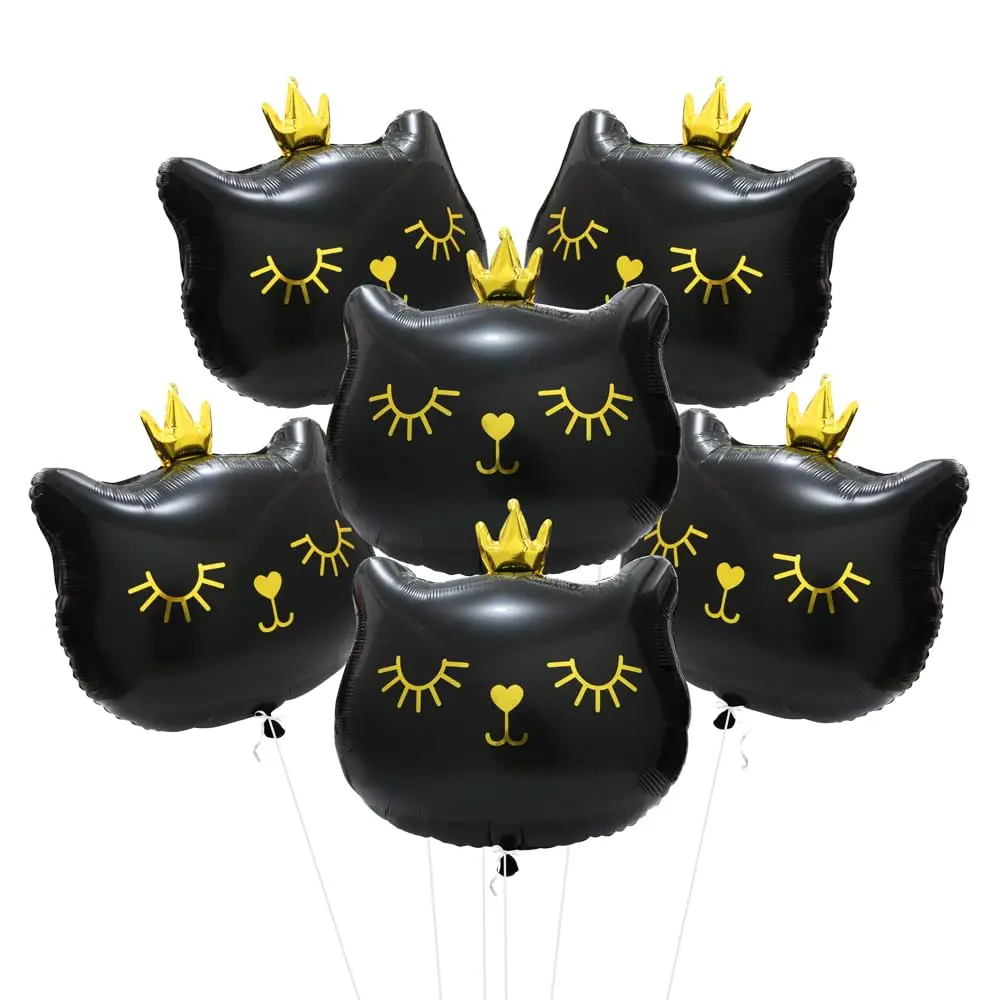 2/4 Stück Rosa Kronen-Katzen-Folienballon Niedlicher Cartoon Schwarzer Miau Haustier-Ballon Katzen-Tier-Party Geburtstagsdekoration Baby-Shower-Zubehör – Detail 11