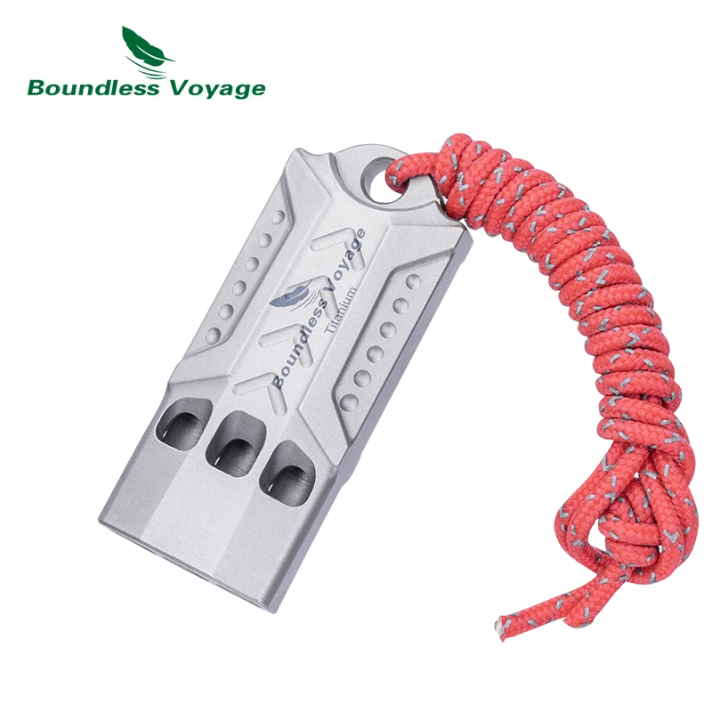 Boundless Voyage Titanium Emergency Whistle with Lanyard Loud for Outdoor Camping Hiking Boating Coaches Training Ti9022O