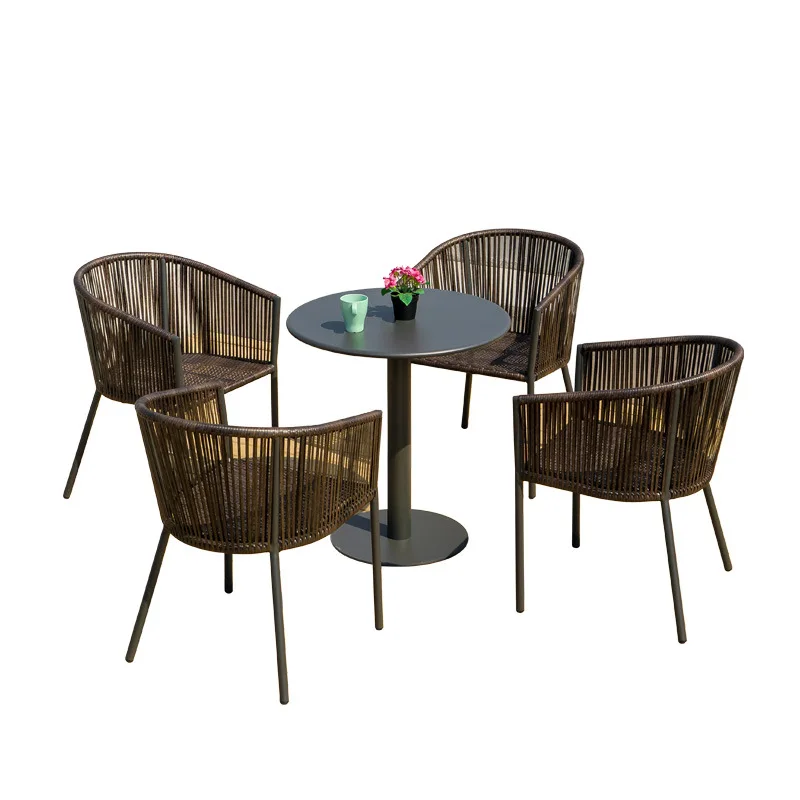 

Outdoor rattan tables and chairs villa courtyard waterproof sunscreen garden hotel cafe leisure rattan