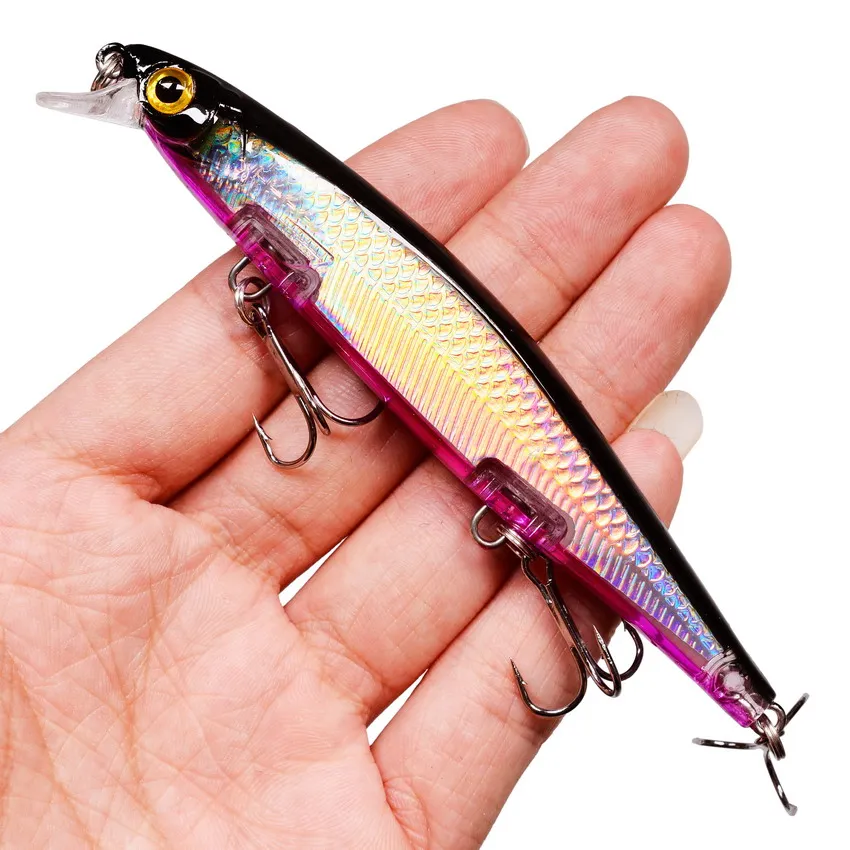 1 sztuk Wobbler przynęty laserowe Minnow twarda sztuczna przynęta 11CM 12G Crankbait karpia paski bass Pesca dla wędkarskiego przynęty