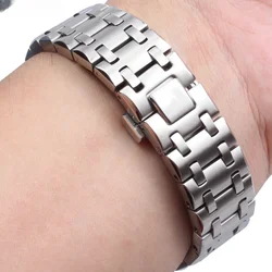 High-Quality Silvery Anti-Rust Watchband Solid Stainless Steel Butterfly Buckle Strap for AP Royal Oak Men 15703 15710 28mm