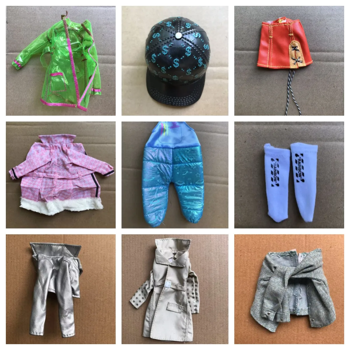 Accesorios para muñecas de arcoíris, piezas de decoración para muñecas DIY, incluyen abrigos, pantalones, sombreros, zapatos, calcetines, pinzas para el pelo para decoración de muñecas, 1/6