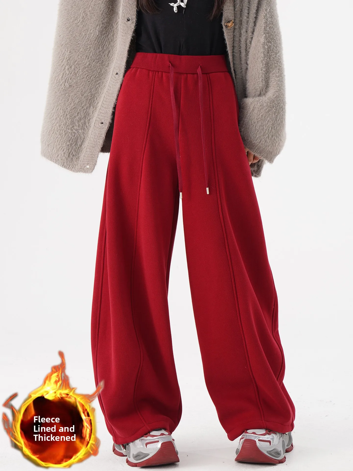 Pantaloni sportivi con coltello curvo a banana rossa americana Pantaloni sportivi invernali da donna Fce Thi Lazy Sle Pantaloni larghi casual a gamba larga