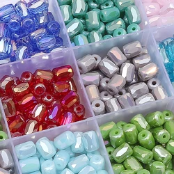 About 10Pcs Glass Transparent Plated Colored Beads Cut Rectangular Loose Beads Handmade DIY Making Jewelry Bracelet Accessories