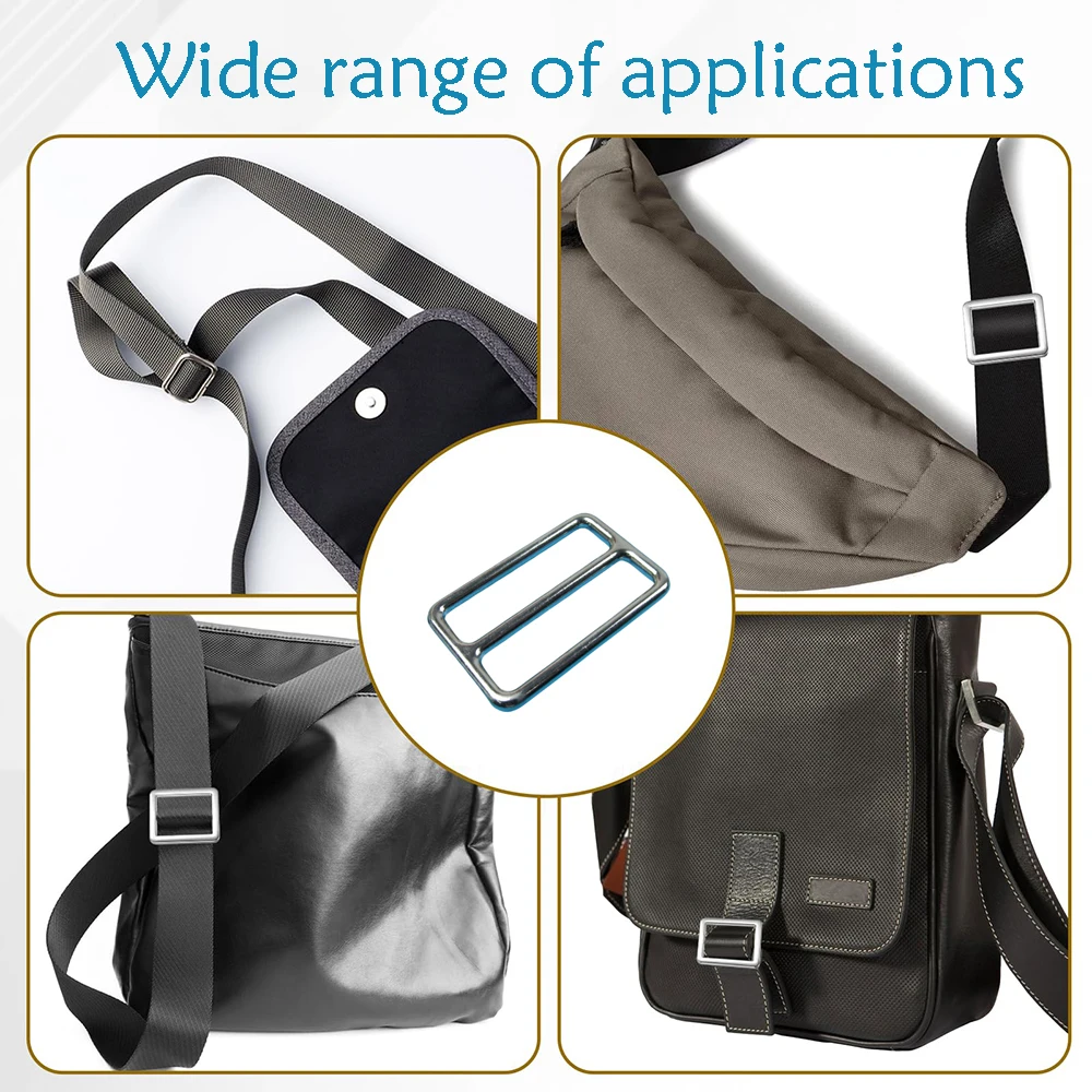 Metal Square Ring Tri-glide Adjustment Buckle Rectangle Loops Leather Craft Bag Parts Strap Webbing Garment DIY Accessory