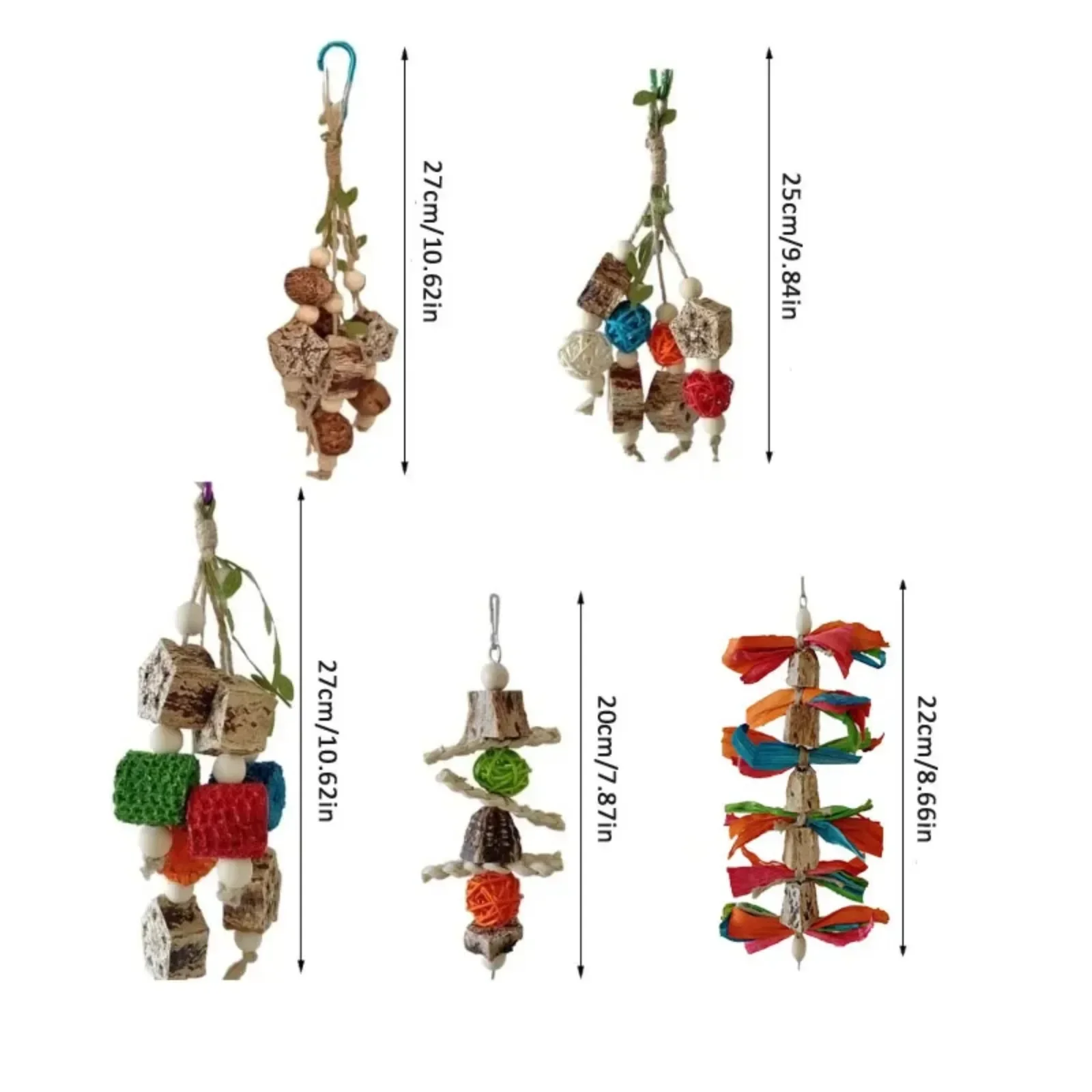 Bird Toys Colorful Hanging Chew Parrot Toys Parakeet Puzzle Training Relief Bite String Cage Decorative Bird Accessories