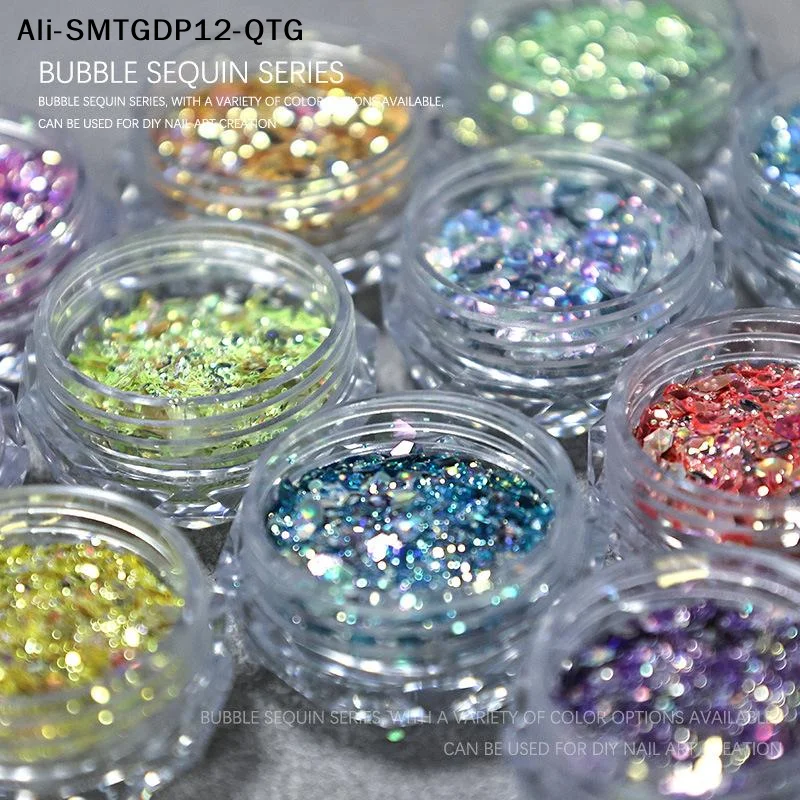 

1 баночка DIY-глиттера для ногтей: крупный и мелкий, смешанный, нерегулярный, шестиугольный, для украшения ногтей