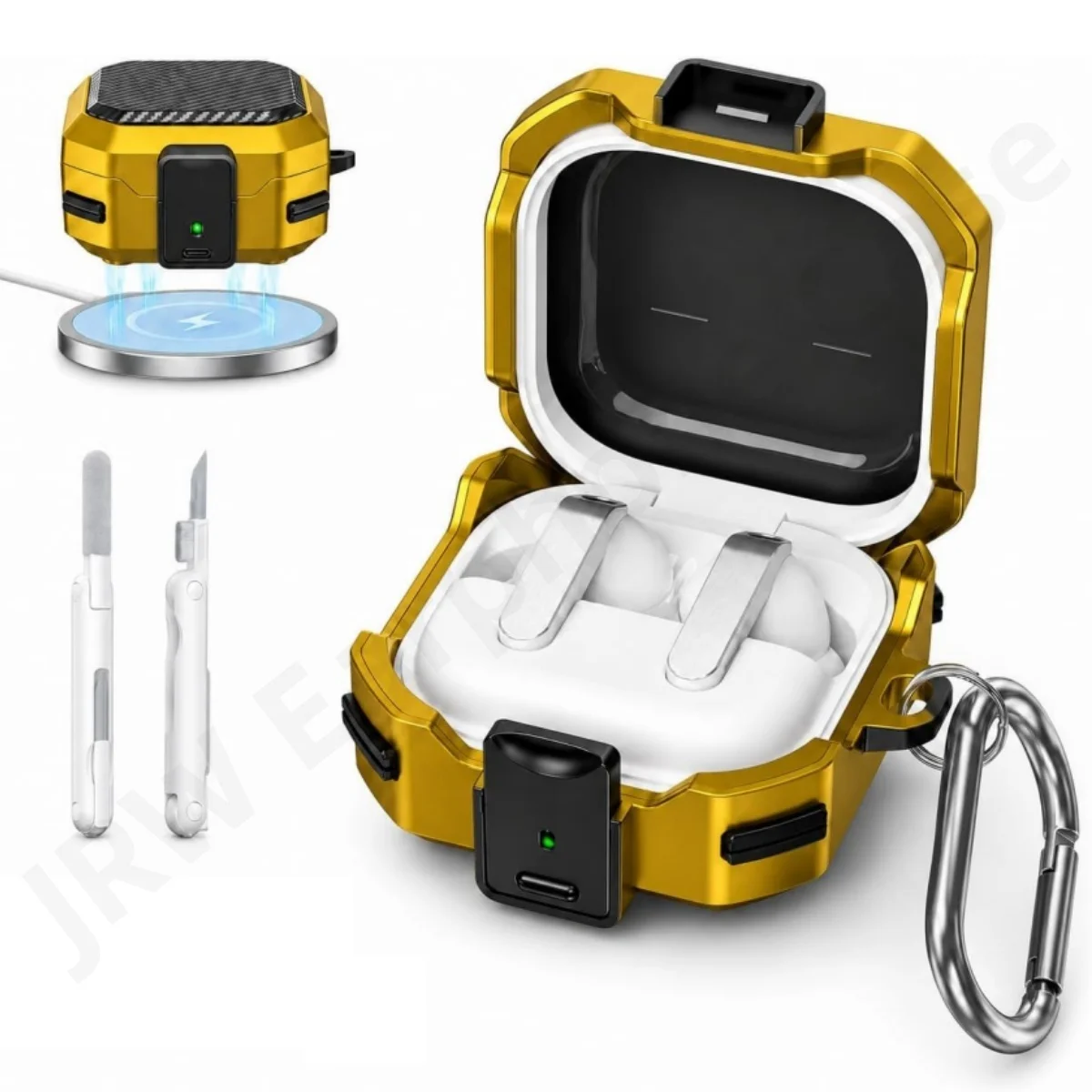Hülle für Samsung Galaxy Buds 4Pro/Buds 4, sicherer Verschluss, stoßfeste Hartschale aus Kohlefaser mit Reinigungsstift für Galaxy Buds 4/4Pro – Detail 10