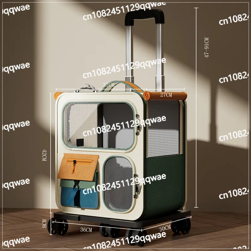 多用途キャットキャリー、透明バックパック＆トロリーケース、大容量キャットケージ、旅行用荷物バッグ
