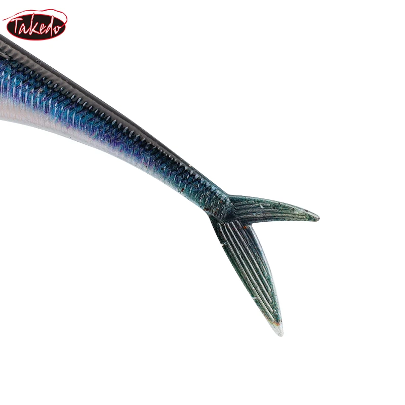 TAKEDO-señuelo de pintura de peces vivos 3D, 12,5 CM, 16CM, 19CM, 34G, cebo de pesca suave luminoso, tijera, cola de pez para pesca de atún, lubina