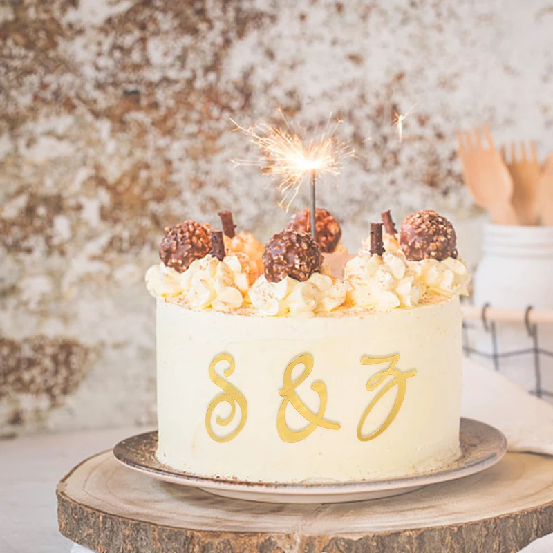 Golden Mirror Acrylic A-Z English Letter Alphabet Cake Decoration DIY Personalise Name Cake Topper Wedding Birthday Party Decor - Image 3