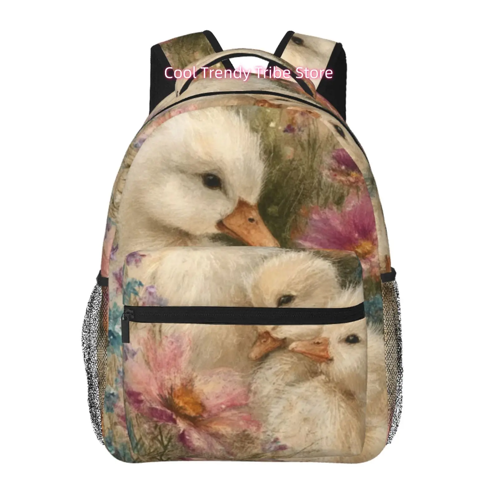 

Vintage Fluffy Ducklings Print Backpack, Oxford Outdoor Backpack, Ideal for Hiking And Travel
