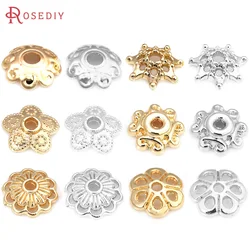 50PCS 18K Gold Color Brass Flower Beads Caps High Quality Diy Jewelry Making Supplies Necklace Earrings Accessories for Women