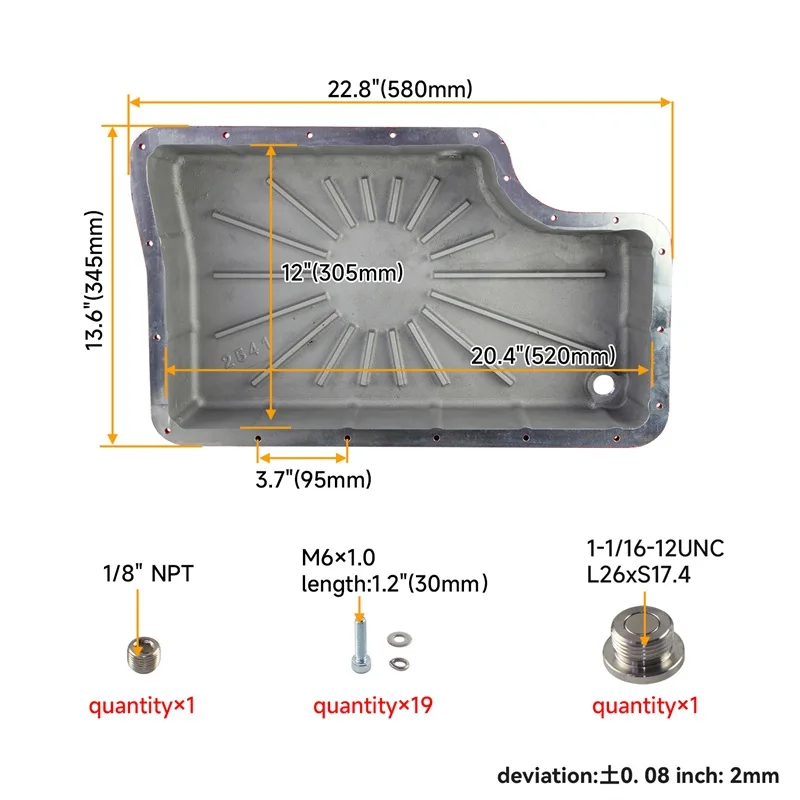 مقلاة عميقة ناقل الحركة 6R140 شديدة التحمل لـ 11-19 Ford F250/F350 ألومنيوم أسود/فضي/أحمر
