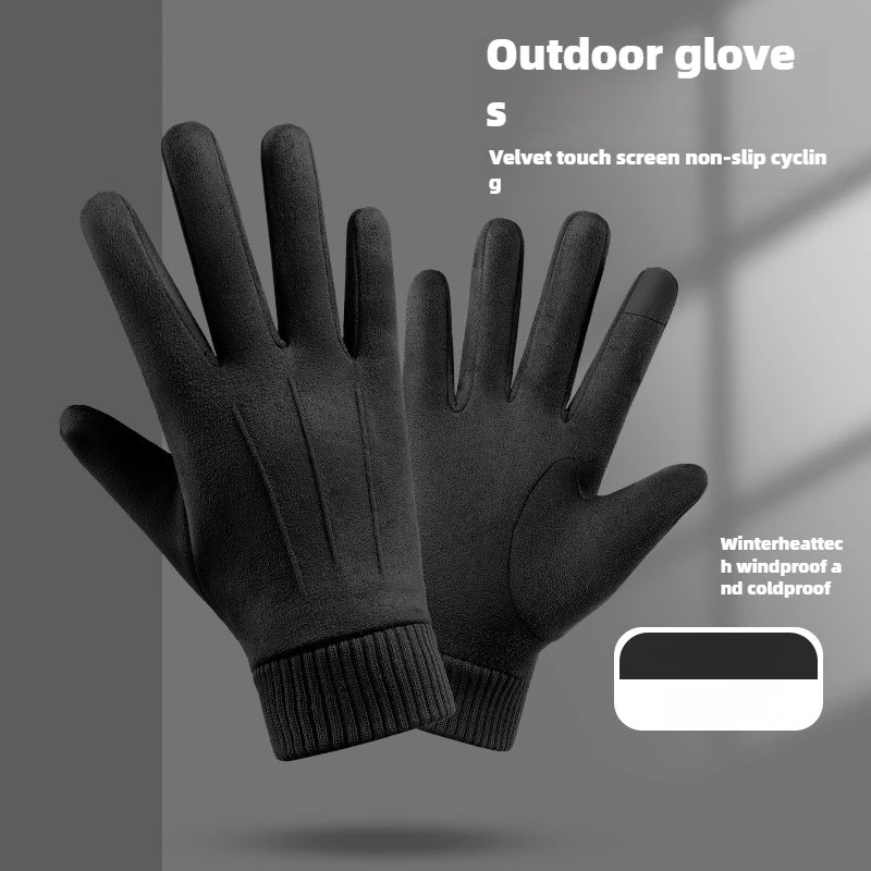 Men Winter Waterproof Cycling Gloves Outdoor Sports Ski Running Motorcycle Touch Screen Fleece Gloves Non-Slip Warm Full Fingers