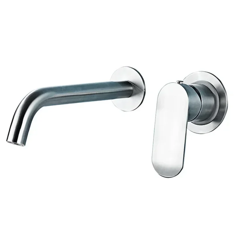 

304 stainless steel brushed basin faucet concealed into the wall type hot and cold faucet set Project MA1009
