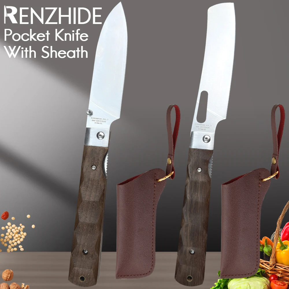 

RZD Bread Chef Stainless Steel Knives Set Sheath Cover Camping Pocket Paring Peeling Fruit Meat Slicing Fish Hiking Travel Tool