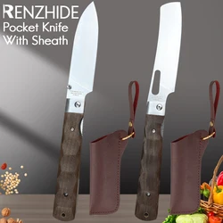 RZD Stainless Steel Chef Bread Knife Sheath Cover Slicing Uitlity Folding Pocket Knife Meat Fruit Paring Camp Knife Tools