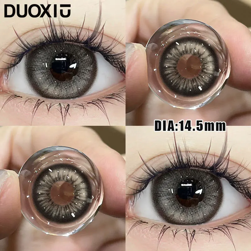 DuoXiu 1Pair Contact Lenses for Eye Big Pupils Lenses Diameter 14.5mm Blue Grey Eye Degree Prescription -0.00 to -8.00