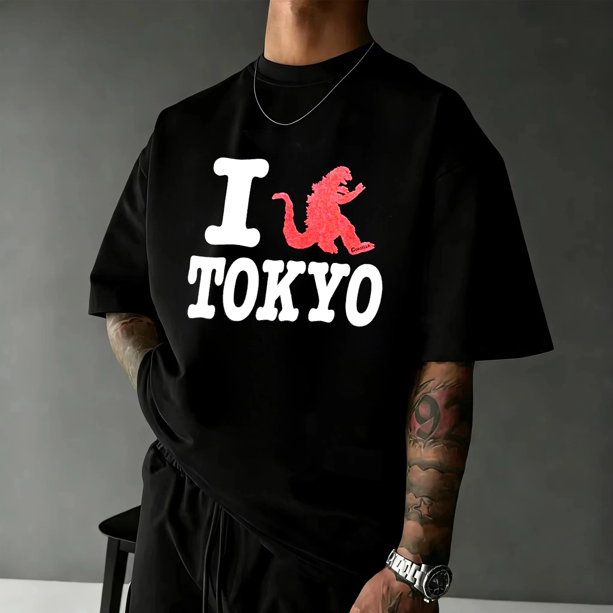Godzilla Inspired Kaiju Monster Retro Graphic Print T-Shirt Men Women Cotton Oversized Couple Harajuku Casual Streetwear Tops - view 3