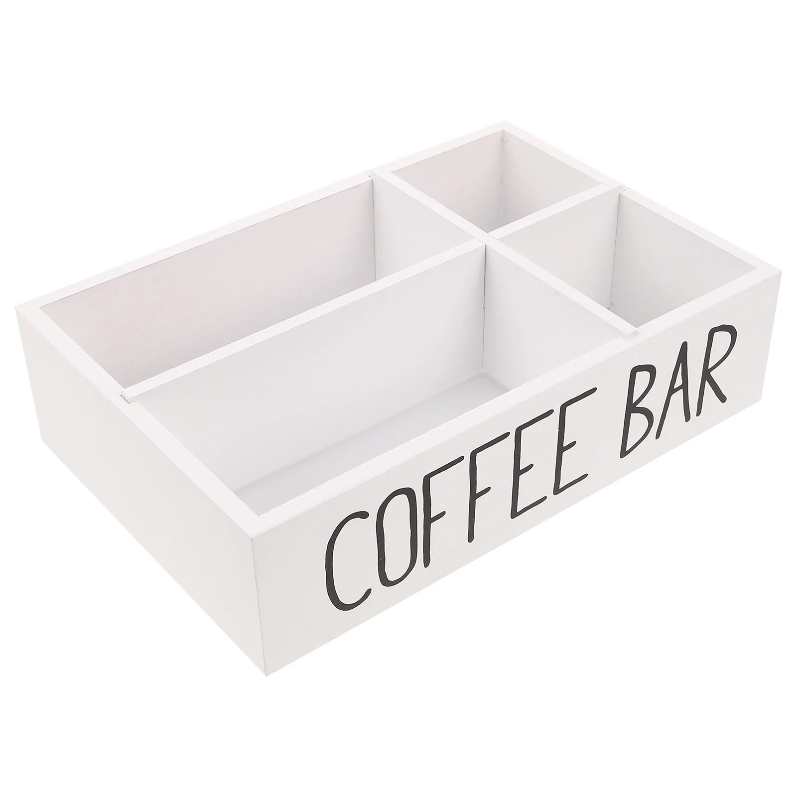 

Wooden Coffee Tea Organizer Box 4 Dividers Countertop Storage Box Multi-Compartment Tea Bag Chest for Home Office