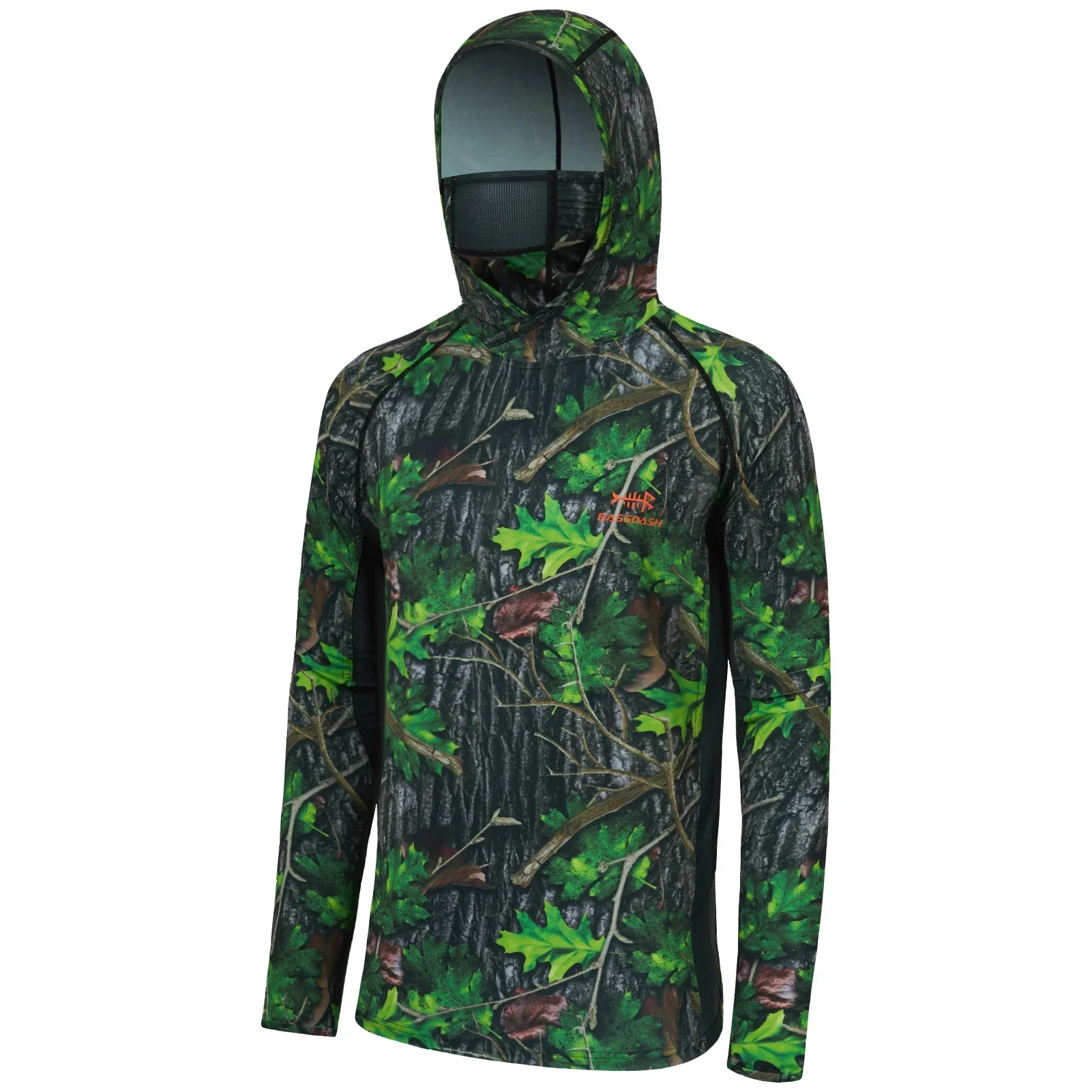 Bassdash UPF 50+ Jagdhemd für Herren mit Maske, Langarm-Camo-Angelhoodie – Detail 4