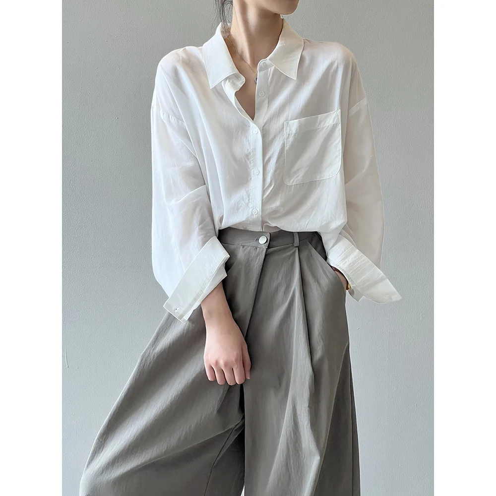

Basic Oversized Button Up Shirts Women Summer Tops Cotton Office Wear Woman Loose Blouses Women Shirts Long Sleeve