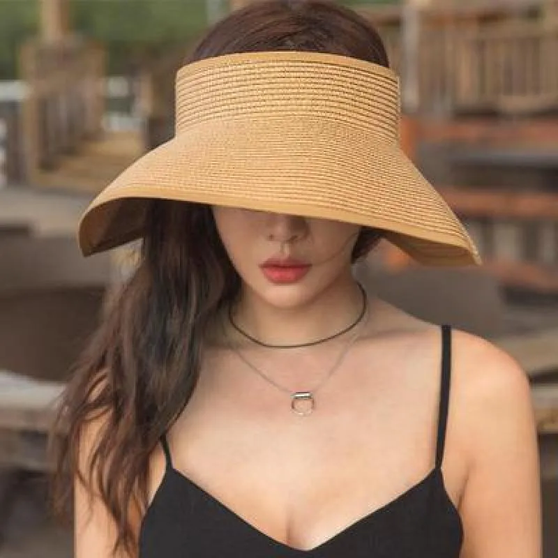 Summer Hats For Women Roll Up Sun Visor Wide Brim Straw Hat Summer Foldable Packable UV Protection Cap for Beach Travel Bonnet