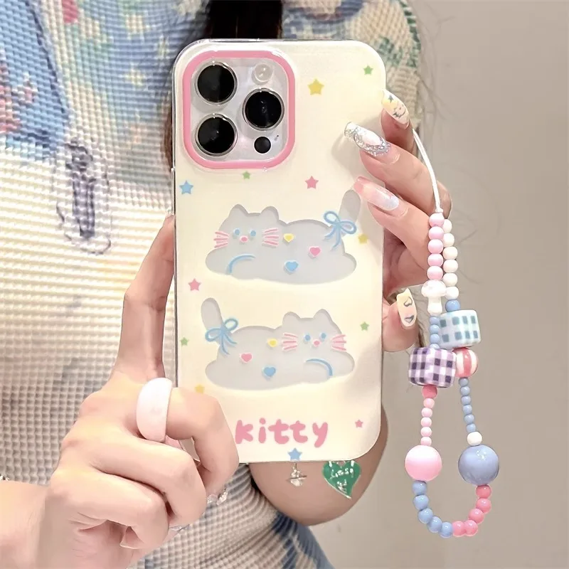 Красочный браслет Cute Kitty, прозрачный мягкий чехол, совместимый для Samsung A16 A05s A15 A06 A35 A14 A03s A05 A12 A04s A13 A23 A24 A50