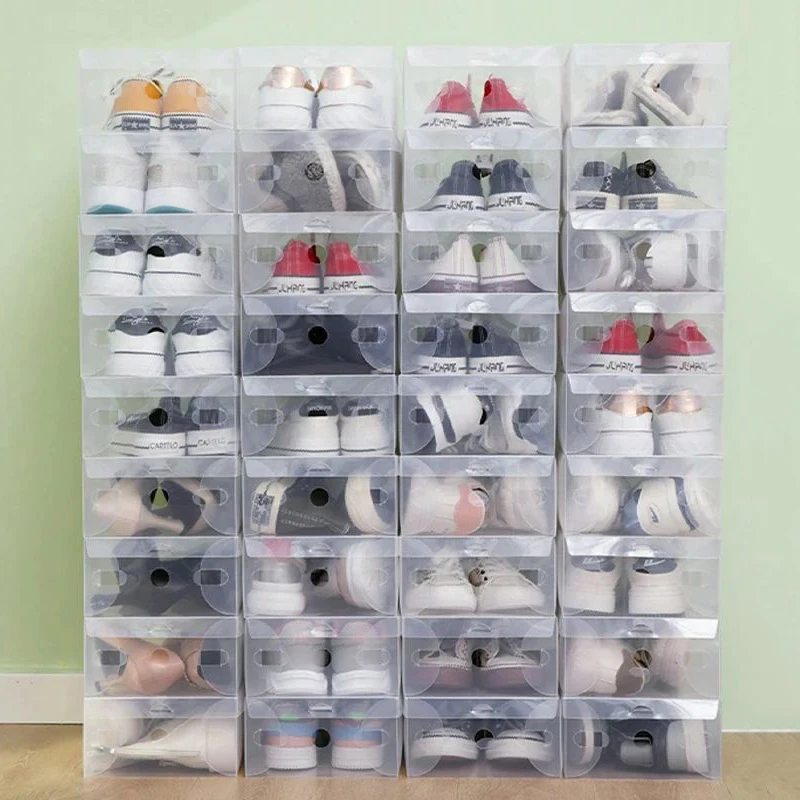 

24 шт. портативных складных коробок для обуви, складывающиеся в один ряд, пыле- и влагозащитные, подходят для гостиных, под кроватями и т.д.