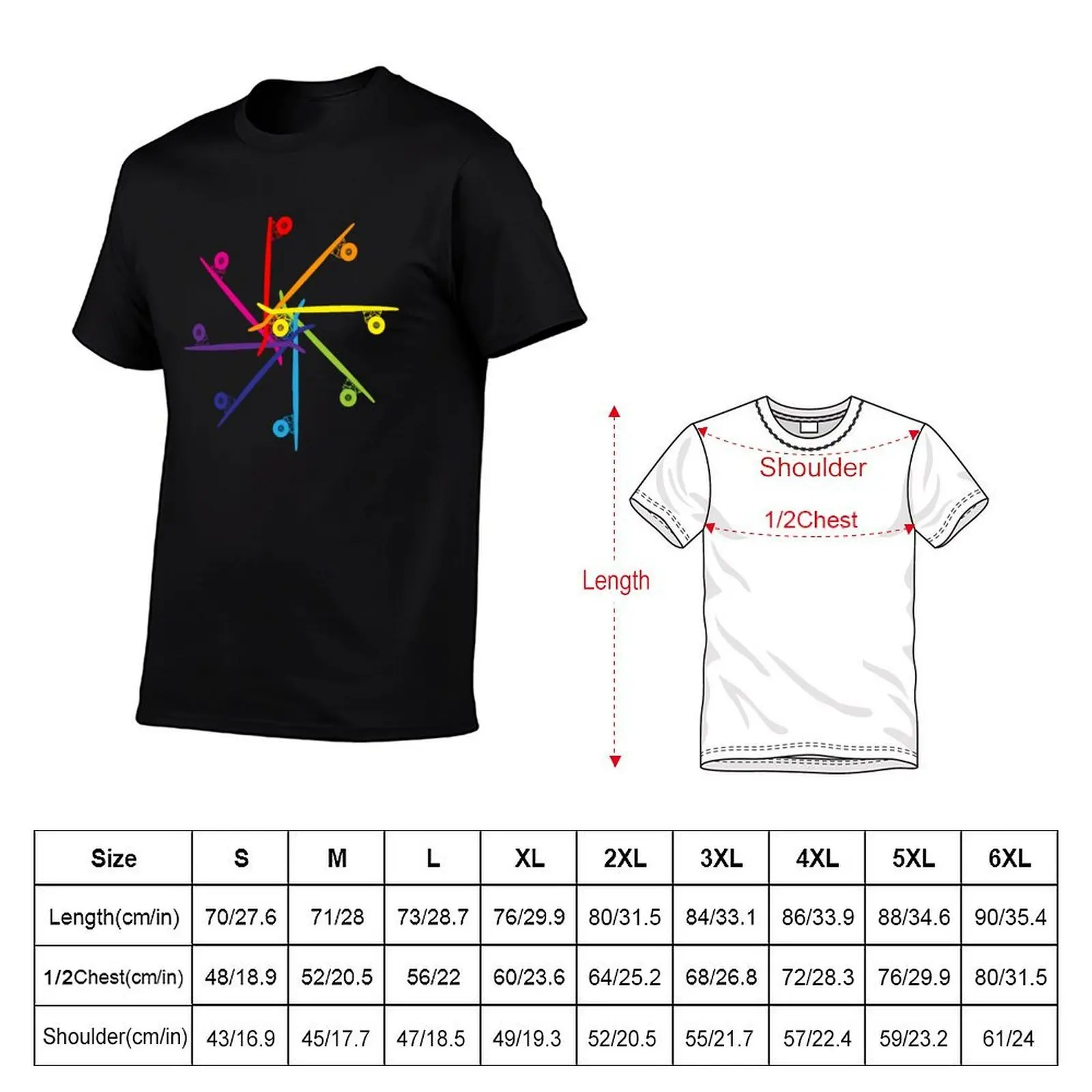 Skateboard Colour Wheel T-Shirt funny t shirts man cotton t shirts high quality T-Shirt