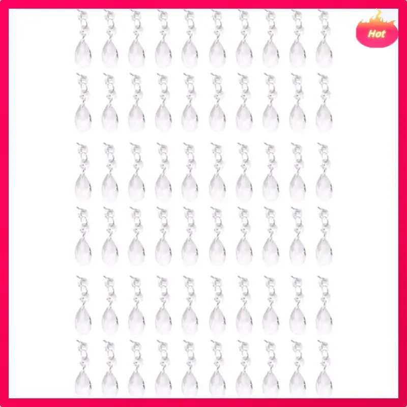 abyp-60個のシャンデリアクリスタル、クリアティアドロップクリスタルシャンデリアペンダントパーツビーズ、ハンギングクリスタル-38mm、クリア