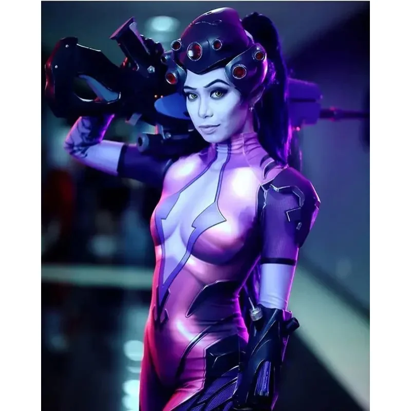 

Female Halloween Widowmaker Cosplay Costume DVA Women Girls Suit Superhero Zentai Bodysuit Adults/Kids