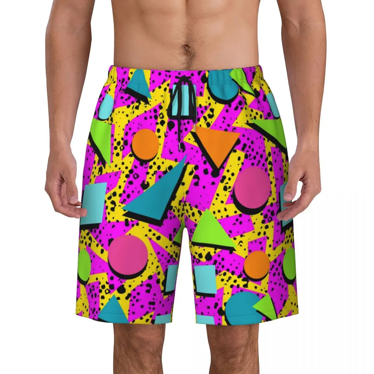 

Men Board Shorts Classic Awful 90's Neon Cute Hawaii Swim Trunks Comfortable Running Surf Hot Sale Plus Size Beach Short Pants