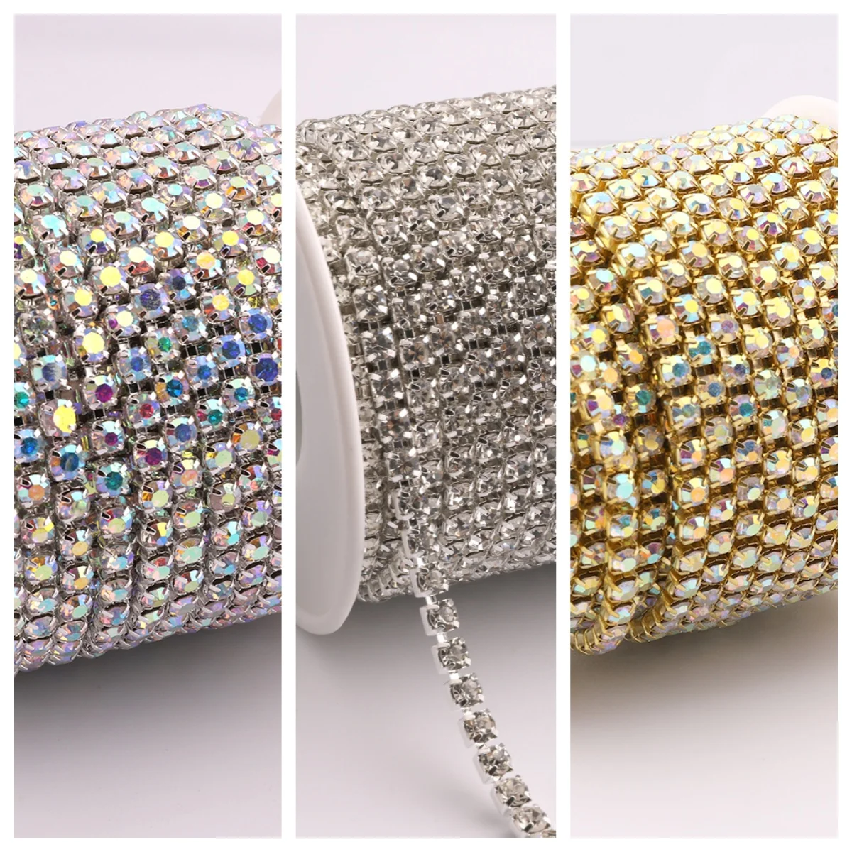 Chaîne à griffes de 1/10Yards, garniture en Strass cristal scintillant, chaîne à coudre pour bricolage, accessoires de vêtement, décoration de robes de mariée