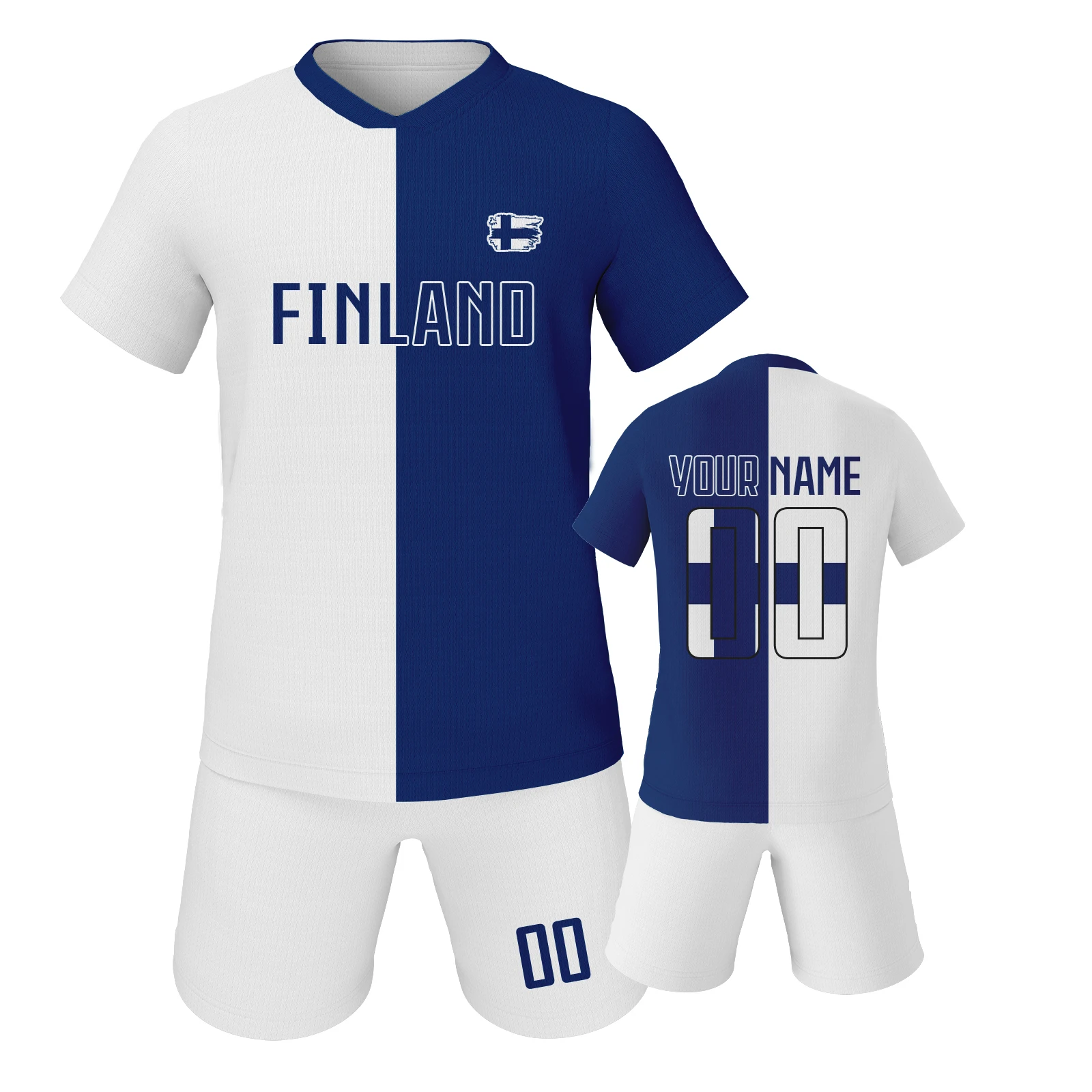 

Custom Finland Soccer Jersey for Children Personalized Youth Football Kit with Name ＆ Number Soccer Lover Gifts for 3-14Y Fan