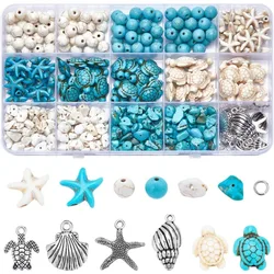 1 Box 217Pcs Turtle Beads Starfish Beads Boho Sea Turtle Bead Starfish Bead Bulk Shell Charm Summer Hawaii Ocean Turtle Charms