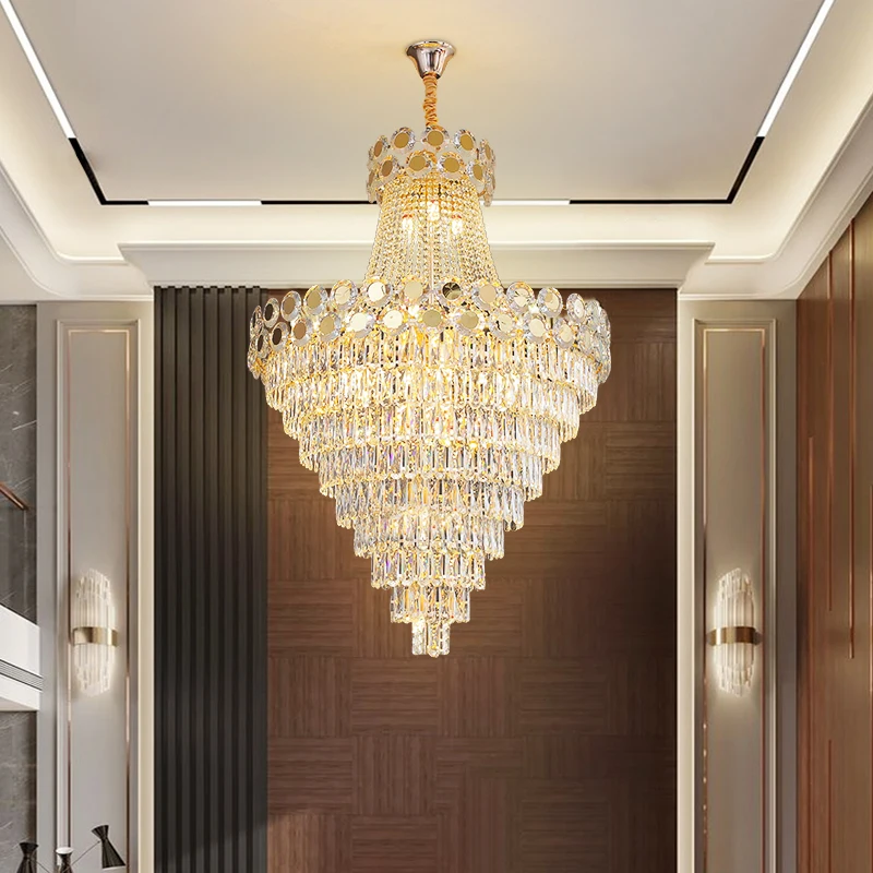 Light Luxury Villa Hollow Duplex Building Living Room Cantilevered Crystal Hall Staircase Post-Modern Hotel Lobby Light