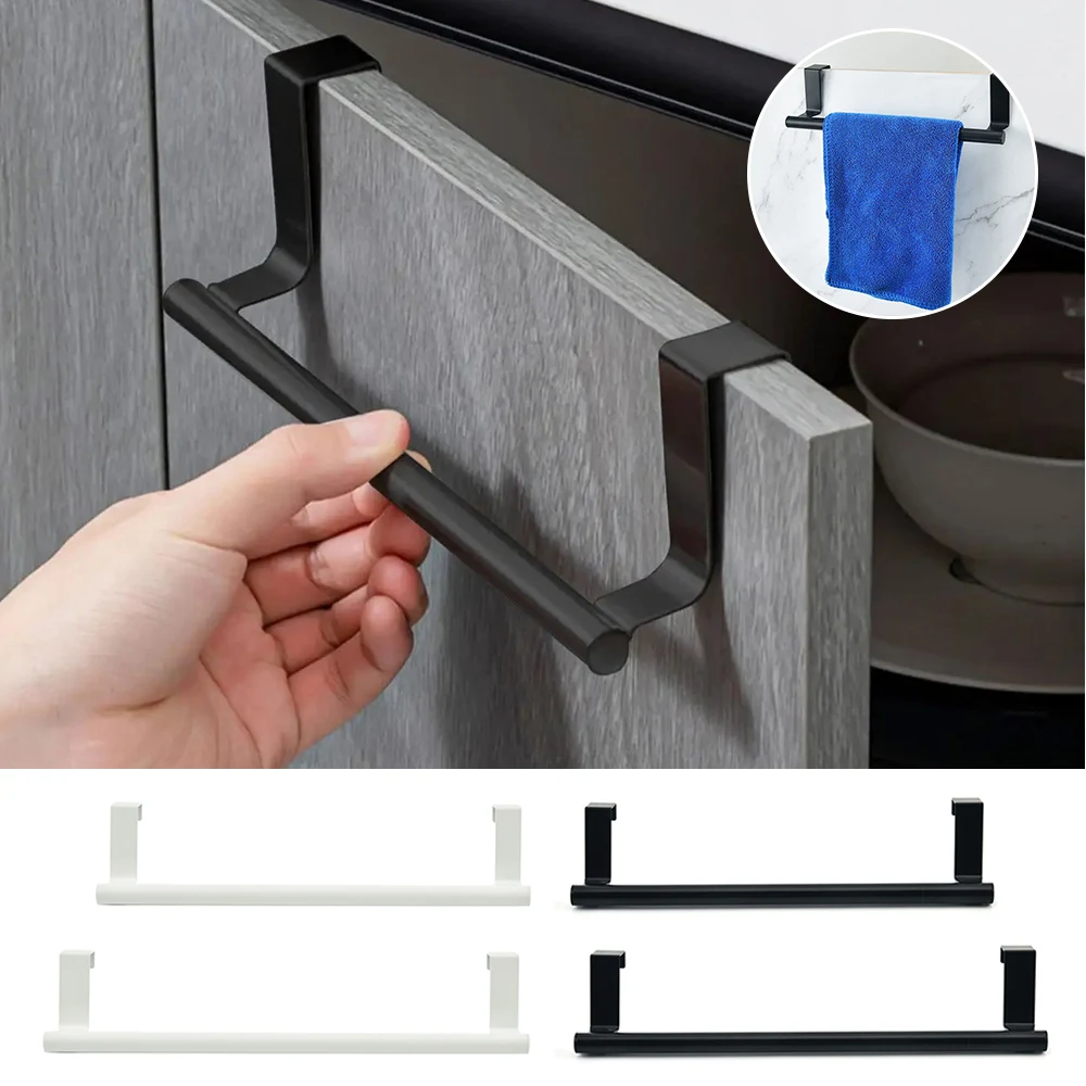 1Pc Stainless Steel Towel Rack Bathroom Towel Holder Stand Kitchen Cabinet Door Hanging Organizer Shelf Wall Mounted Towel Bar