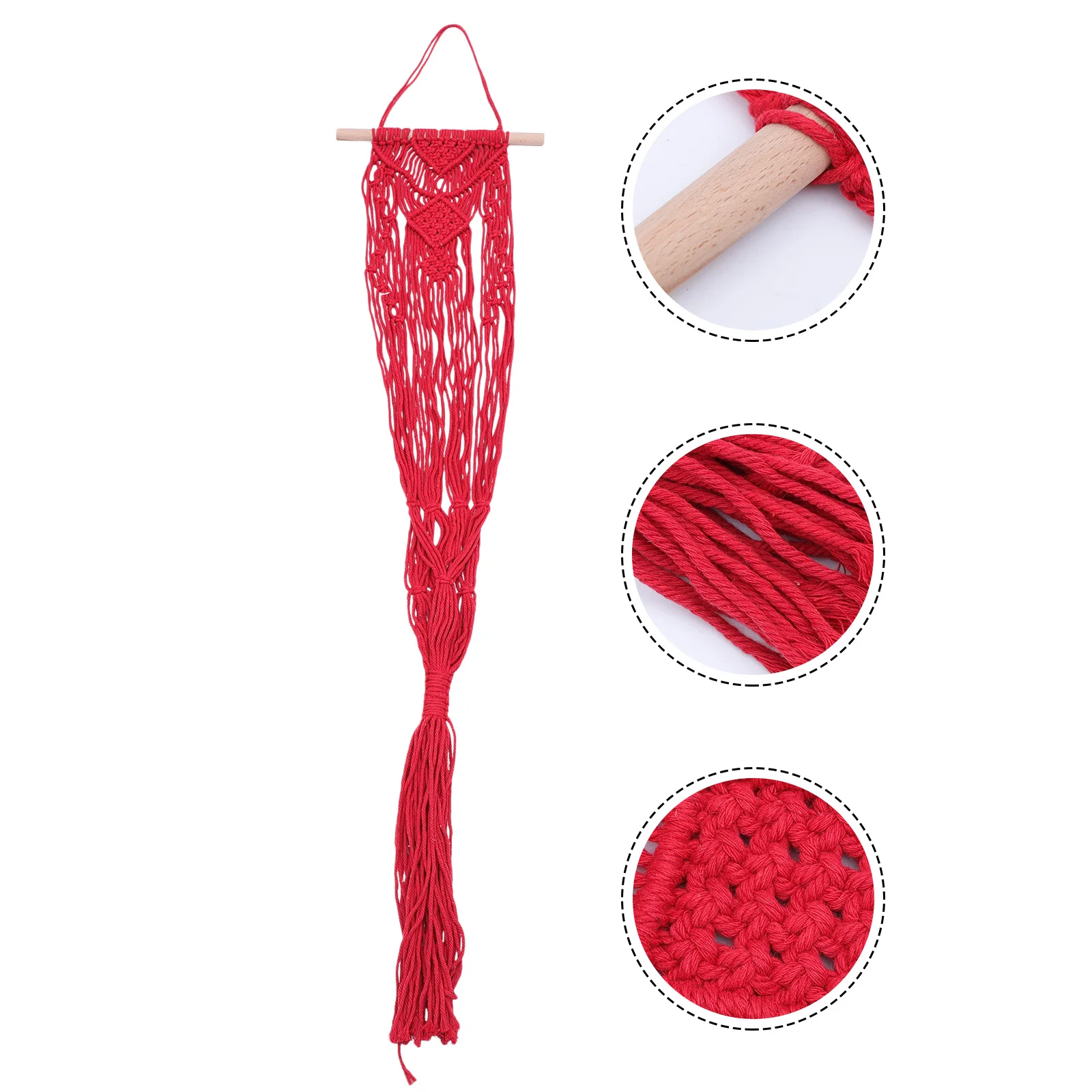 

Hanging Flowerpot Cotton Rope Net Bag Red Woven Plant Basket Durable H crafted Suitable Silk Plants Wall Decor Saving Space