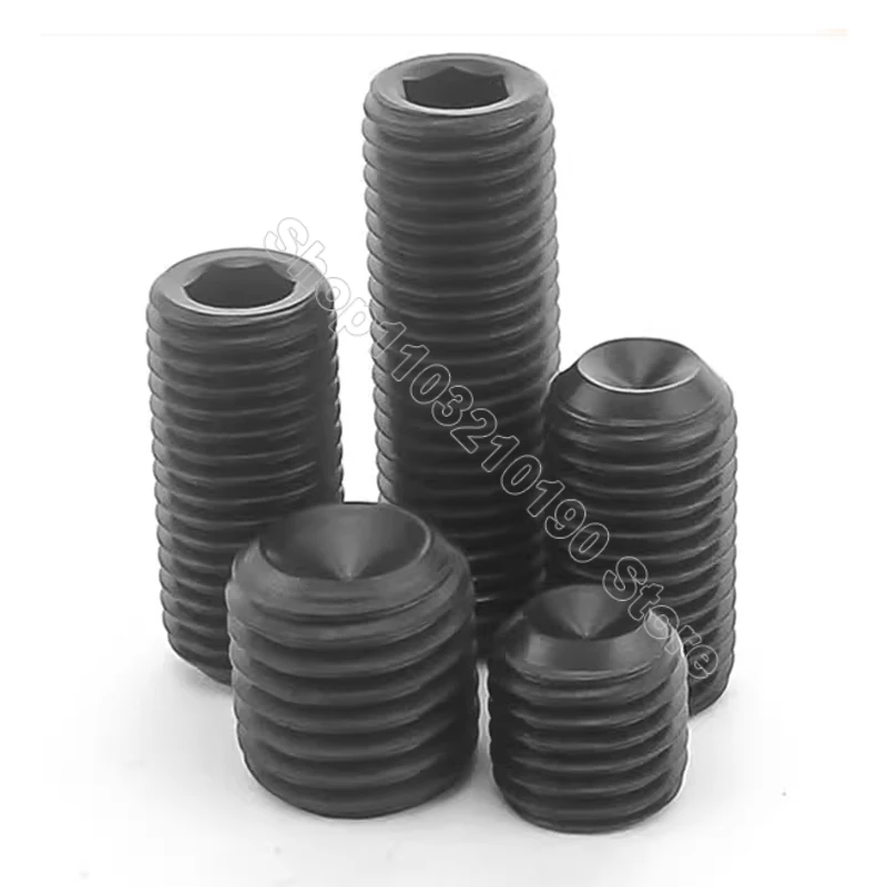 5-50Pcs M3 M4 M5 M6 DIN916 Black 304 Stainless Steel Hex Hexagon Socket Allen Cup Point Set Screw Headless Concave End Grub Bolt