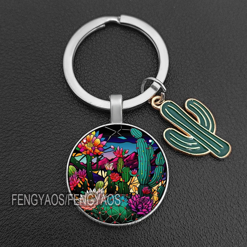 Beautiful Cactus Keychains Colorful Plant Keychain Dreamy Keyring DIY Gift Jewelry Charm Bag Souvenir