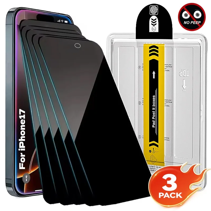 

Обновленная антишпионская защитная пленка для экрана для IPhone 17Pro Max Air, комплект автоматического выравнивания, закаленное стекло, полное покрытие для Iphone17 17promax