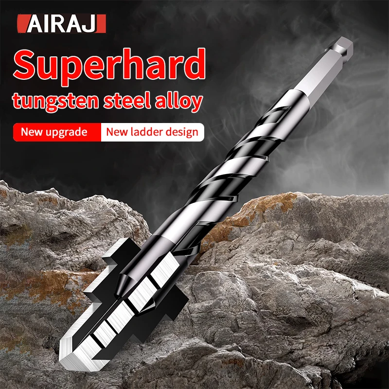 Stepped Blade Four-edged Sawtooth Drill Bit for Tile Drilling Concrete Special Electric Drill UIltra-High Hardness Dry Drill Bit