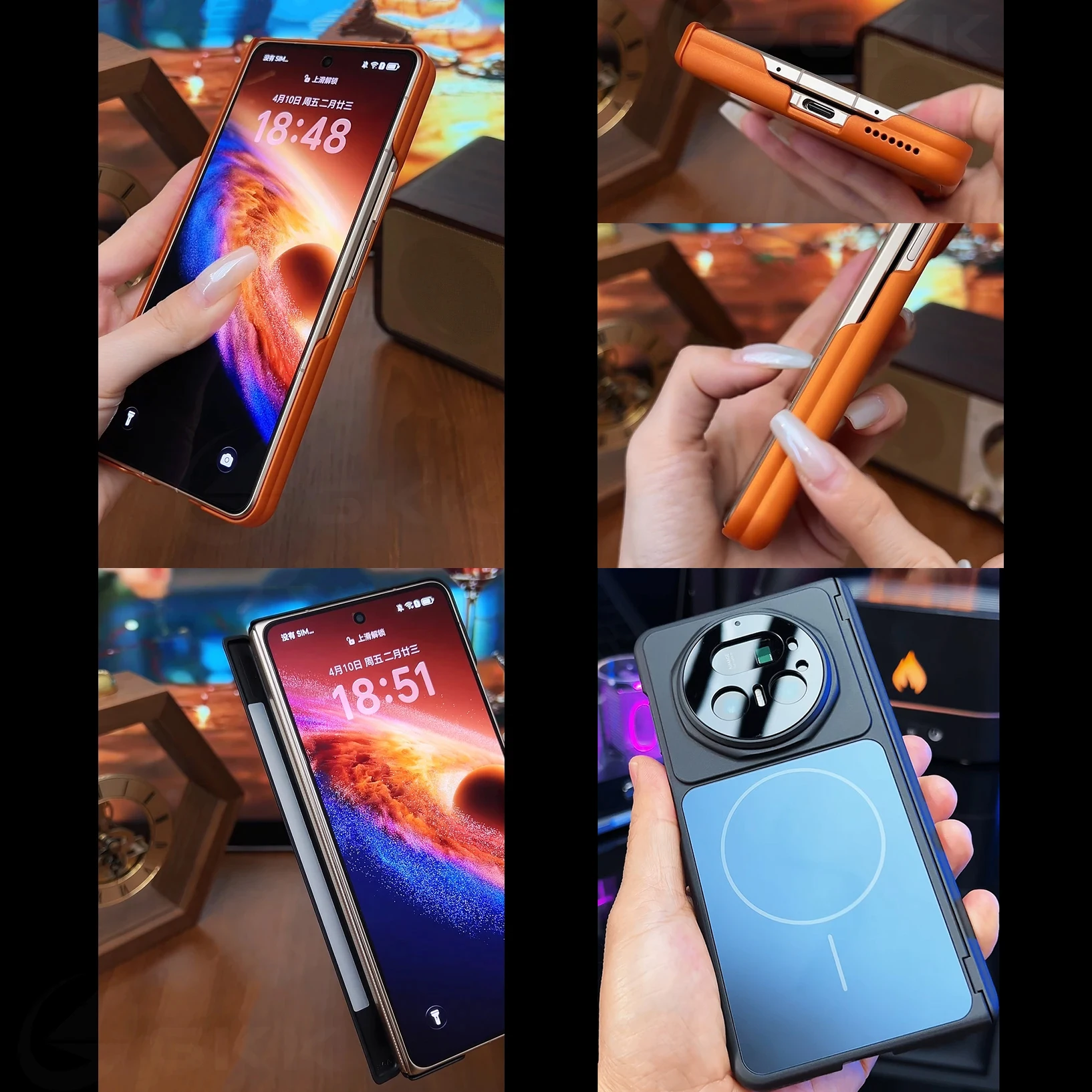 Magnetyczne etui na telefon z zawiasem do Honor Magic V5, tylko tylna strona, magnetyczne ładowanie bezprzewodowe, plastikowa, matowa, twarda obudowa do Honor Magic V5. — zdjęcie produktu 2