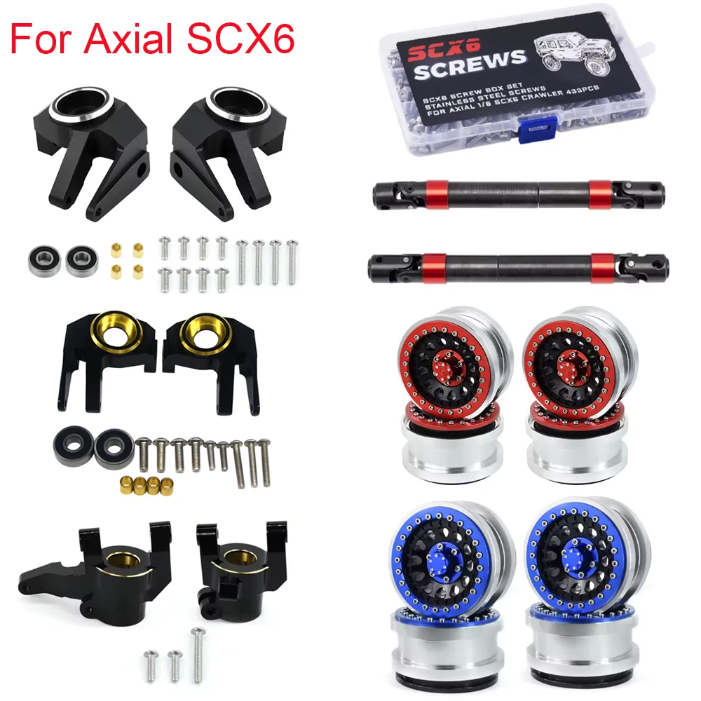 Hot Team Hobby CNC Steering Knuckle C Hubs Screw Box Wheel Nut Drive Shaft for 1/6 RC Crawler Car Axial SCX6 Jeep