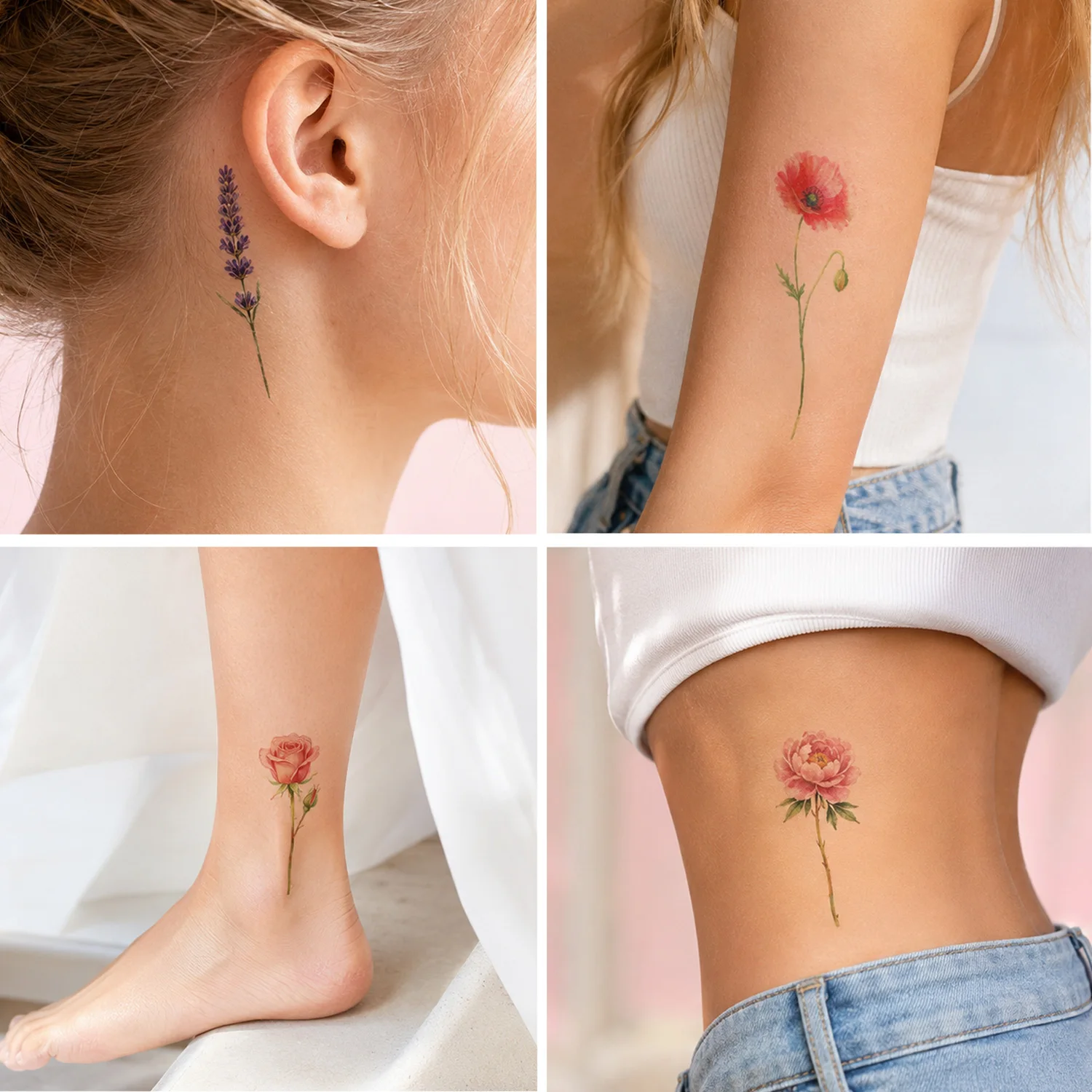 12 Sheets Watercolor Flower La - Body Jewelry Tattoo 评论和价格