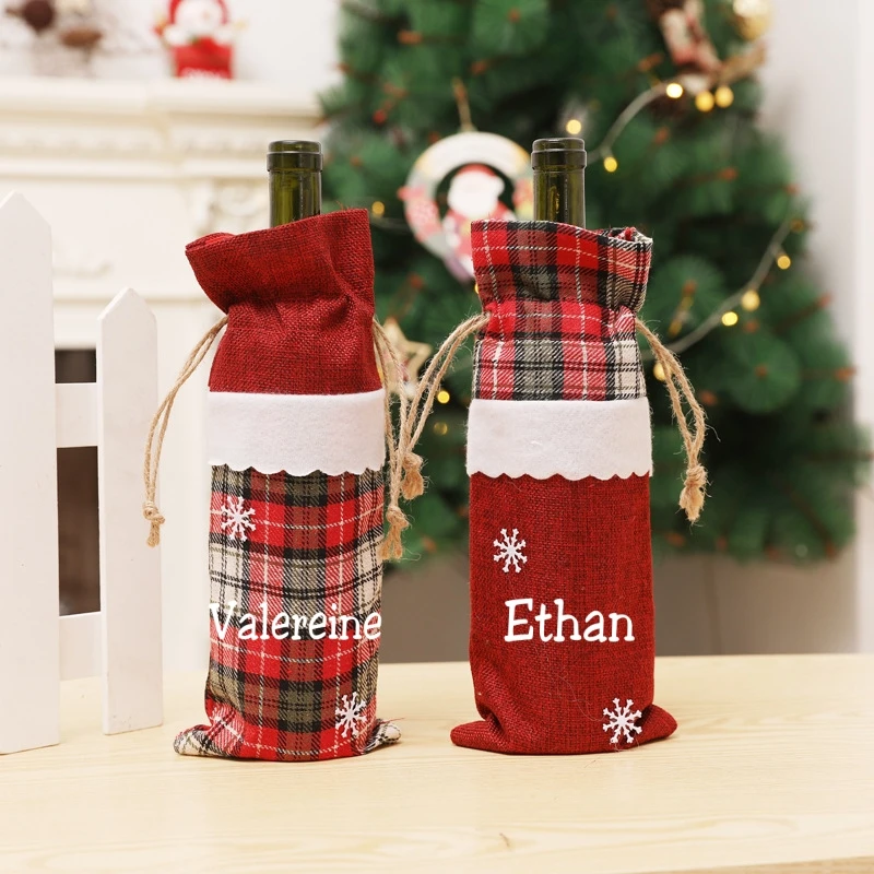 Personalised Christmas Wine Bottle Bag- Christmas New Champagne Wine Bottle Cover Bottle Bag Dining Table Decoration